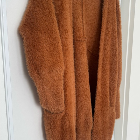 Pink Martini Fuzzy Open Front Cardigan | Rust Brown | Oversized Fit | M - Picture 5 of 6